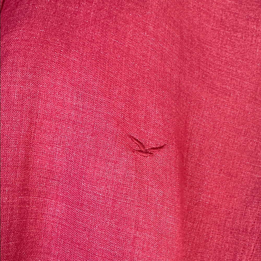 Faconnable !00% Linen Red Button Down Shirt Long Sleeve Collared Hong Kong XL - Picture 6 of 16